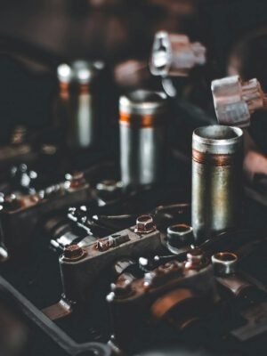 Detailed view of engine parts showcasing camshaft and cylinder head mechanics.